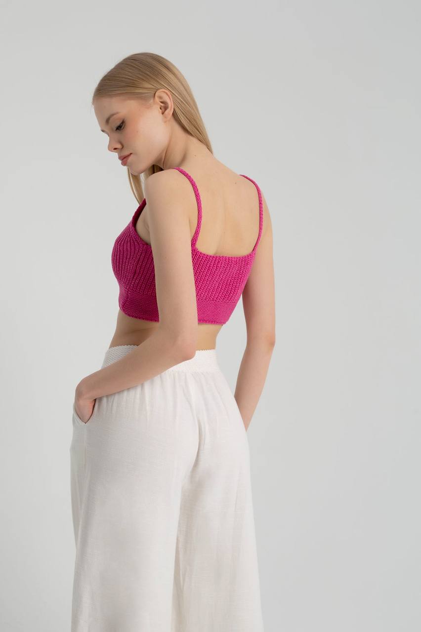 Strick Crop Top mit Bindeschnur GEMINI | Damen | pink